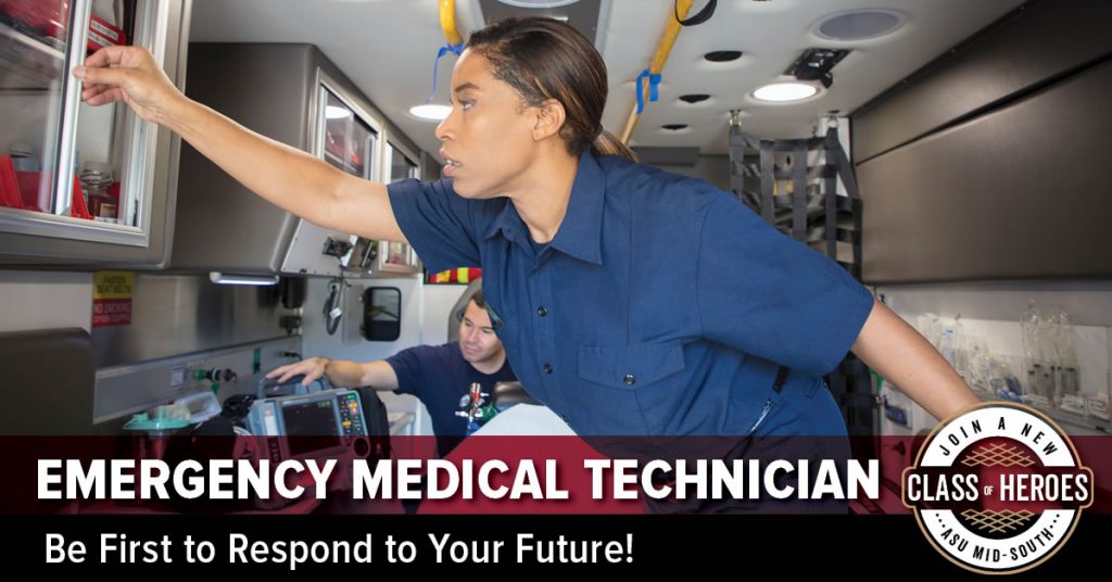 EMT students working in ambulance