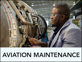 Aviation Maintenance Program Mechanic working on a plane